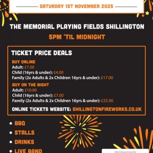 Shillington Fireworks 1st November 2025
