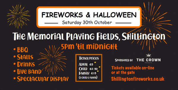 fireworks display shillington 30th october 2021