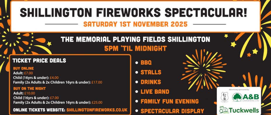 Shillington Fireworks 1st November 2025 5pm